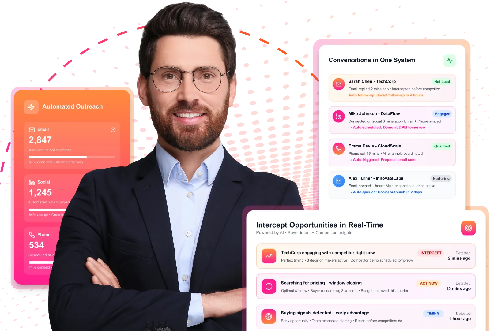 B2B sales professional using Interceptly outreach platform